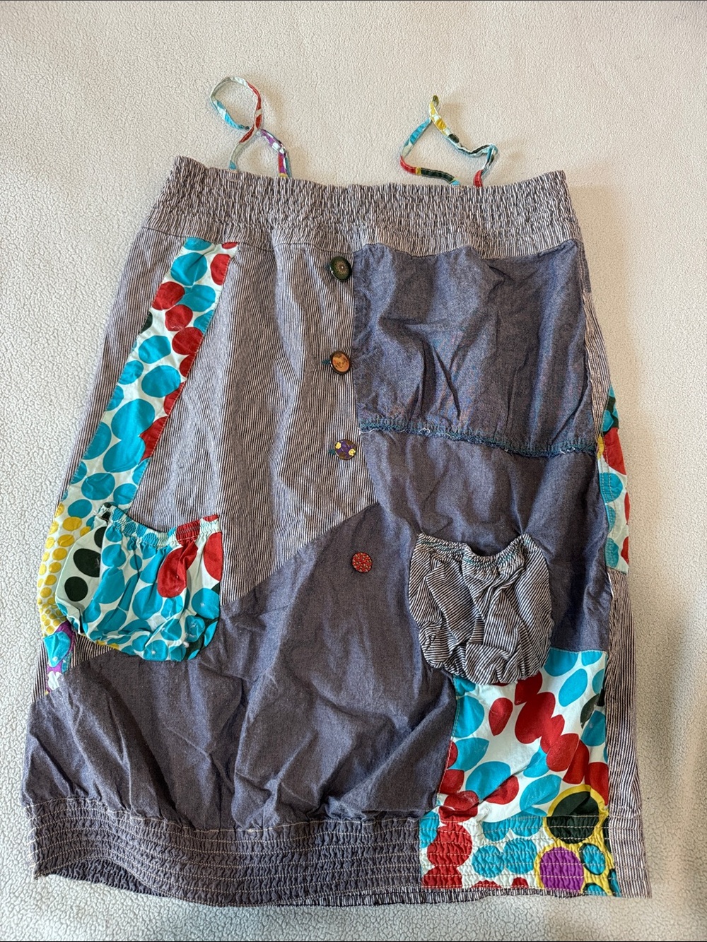 Diesel Patchwork Midi Skirt in Blue with Multi-Color Accents